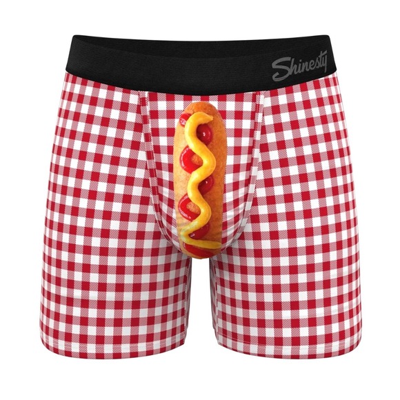 Shinesty Other - Shinesty Mens The Hot Diggity Ball Hammock Boxer Briefs Red Gingham Corndog M